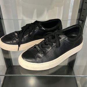 J-Slides black leather sneakers size 7m